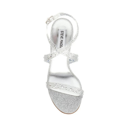 SHOWDOWN Silver Clear Heels by Steve Madden - top view