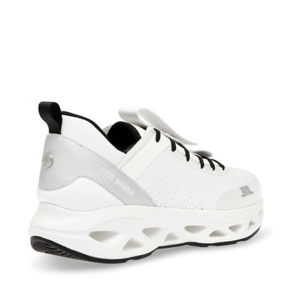 SURGE 1 White Silver Sneakers by Steve Madden - back side view