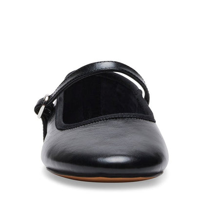 VINETTA Black Leather Flats by Steve Madden - front view