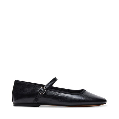 VINETTA Black Leather Flats by Steve Madden - side view