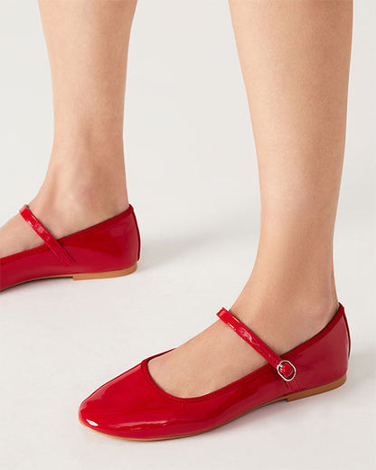 VINETTA Red Patent Flats by Steve Madden - model view