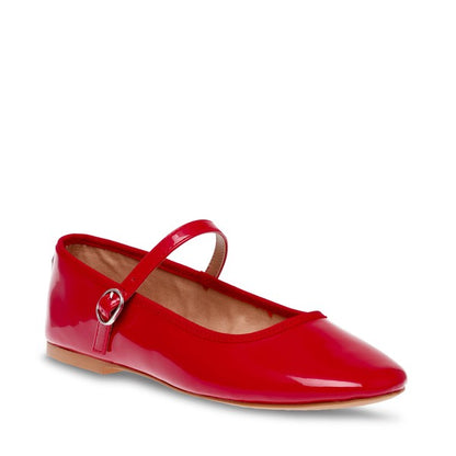 VINETTA Red Patent Flats by Steve Madden - front side view