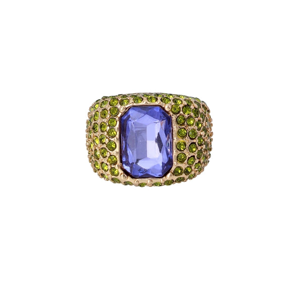 PAVE STONE COCKTAIL RING Green Jewelry by Steve Madden - front view