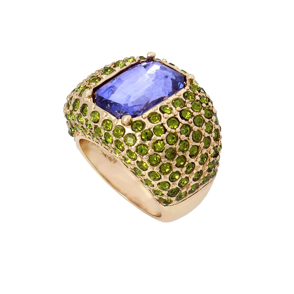 PAVE STONE COCKTAIL RING Green Jewelry by Steve Madden - top view