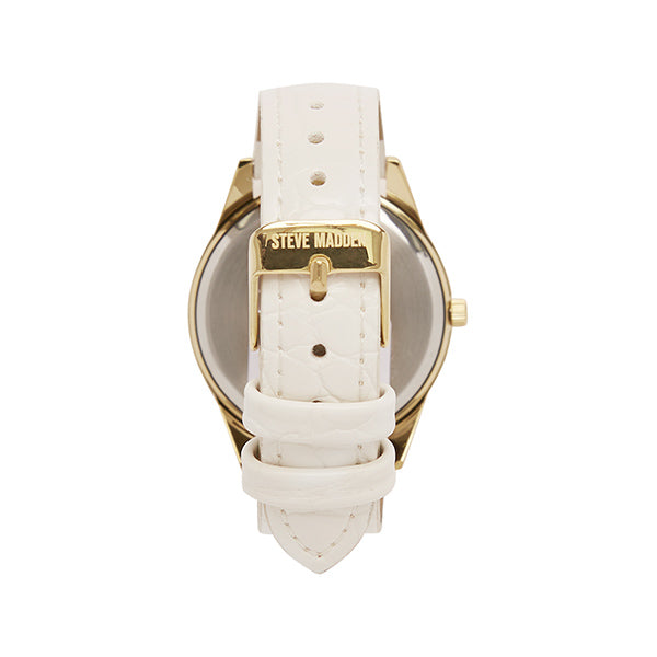 STEVE MADDEN ELEGANT EMBOSSED WATCH WHITE ALL PRODUCTS