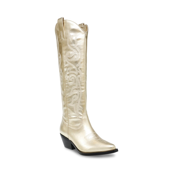 KICKIN-IT Light Gold Boots by Steve Madden - front side view