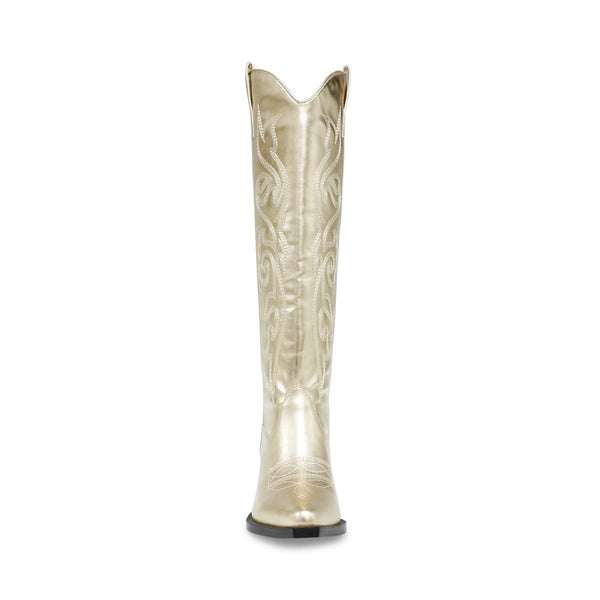 KICKIN-IT Light Gold Boots by Steve Madden - front  view