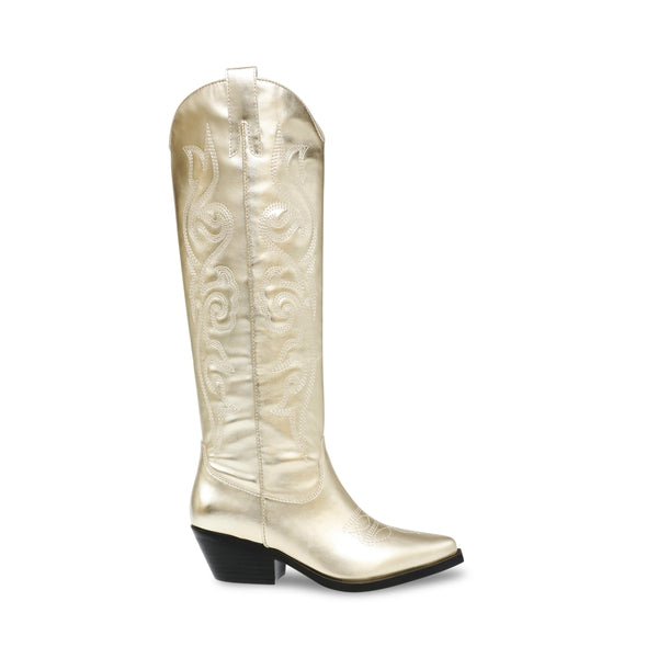 KICKIN-IT Light Gold Boots by Steve Madden - side view