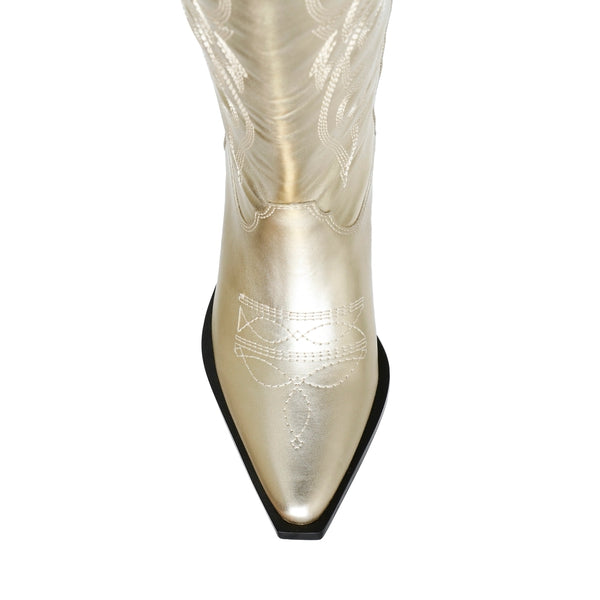 KICKIN-IT Light Gold Boots by Steve Madden - close up - view 4