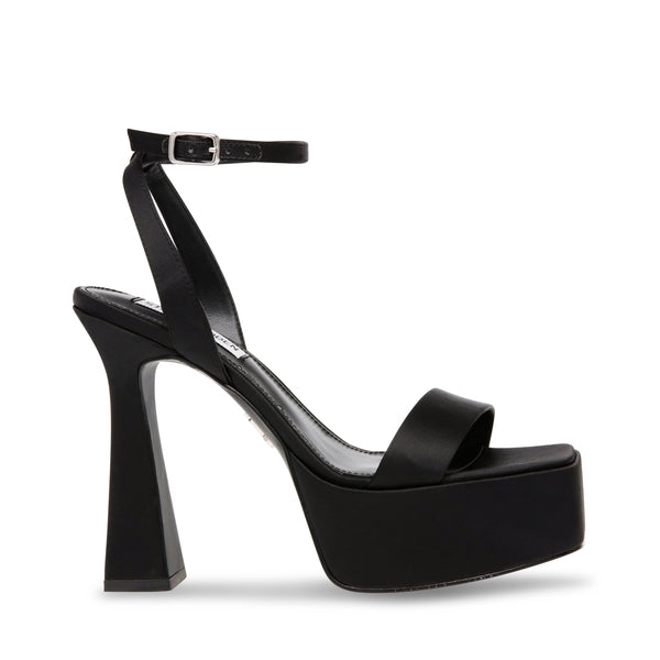 DISCORD Black Satin Heels by Steve Madden - side view