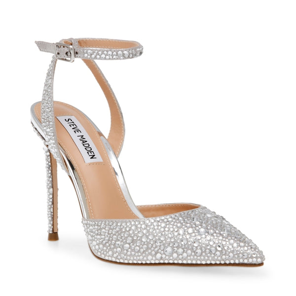 REVERT-S Silver Heels by Steve Madden - front side view