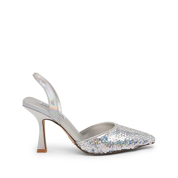 DRESSY-S Silver Heels by Steve Madden - side view