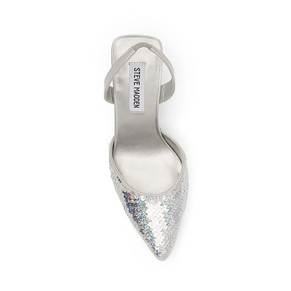 DRESSY-S Silver Heels by Steve Madden - top view