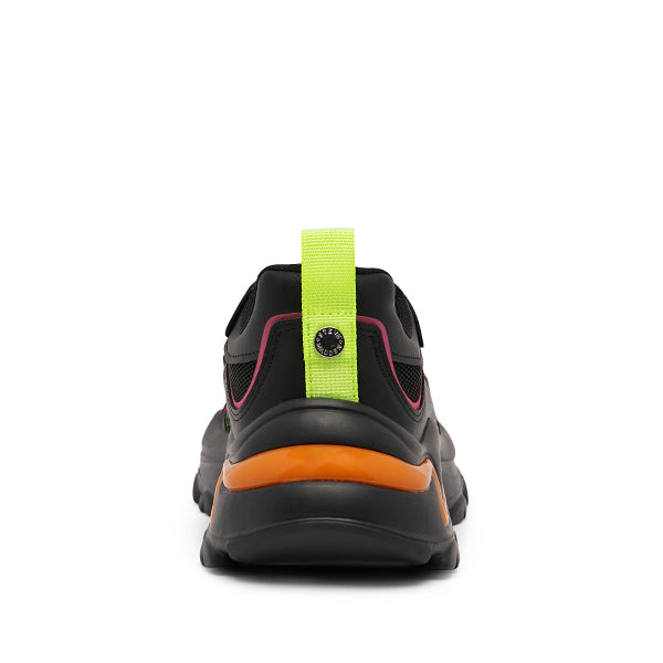 MADCAP Black Orange Sneakers by Steve Madden - back view