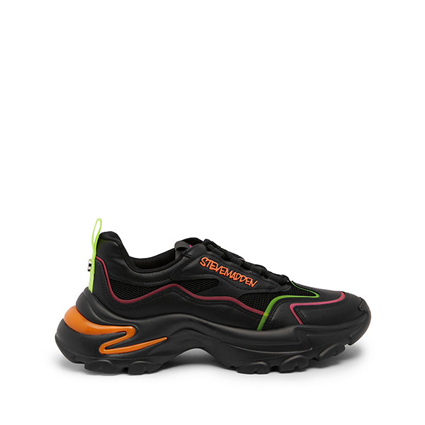 MADCAP Black Orange Sneakers by Steve Madden - side view