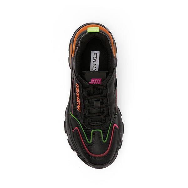 MADCAP Black Orange Sneakers by Steve Madden - top view