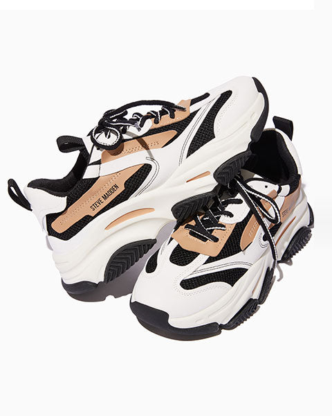 POSSESSION Black Tan Sneakers by Steve Madden - dual view